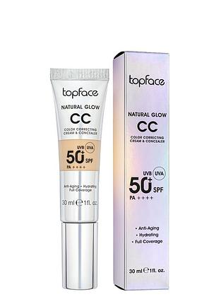 Тональный сс-крем topface natural glow cc cream & concealer spf50 pt472 30 мл 006 cool sand/холодный песочный