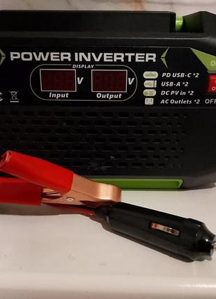 Инвертор напряжения stny 1000w / 600w dc 12v ac 220v с usb и type-c