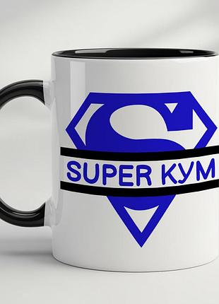 Кружка "супер кум" черный