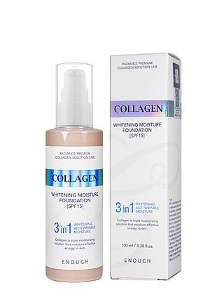 Тональный крем для осветления лица enough 3 in 1 collagen moisture foundation spf 15 100 мл, no 13 светло-бежевый
