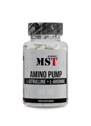 Предтренировочный комплекс mst amino pump (аргинин + цитруллин), 60 капс