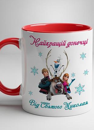 Керамическая чашка с новогодним принтом – отличный подарок на новый год красный
