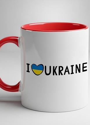 Чашка с патриотическим рисунком - "i love ukraine" красный