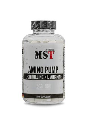 Предтренировочный комплекс mst amino pump (аргинин + цитруллин), 120 капс