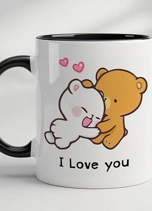 Чашка с принтом - "i love you" черный