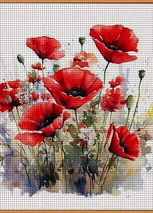 Набір для вишивання за нанесеною на канву схемою «poppy». aida 11ct printed , 40*40 см