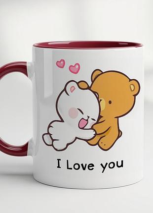Чашка с принтом - "i love you" бордовый