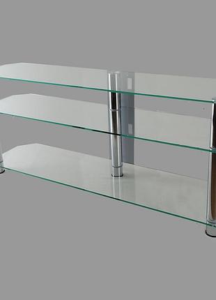 Тумба тв из стекла 1250х350х569 commus меридиан mx clear chr прозрачное-хром