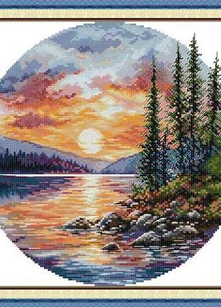 Набор для вышивания по нанесённой на канву схеме «round four seasons-autumn». aida 14ct printed , 33*33 см