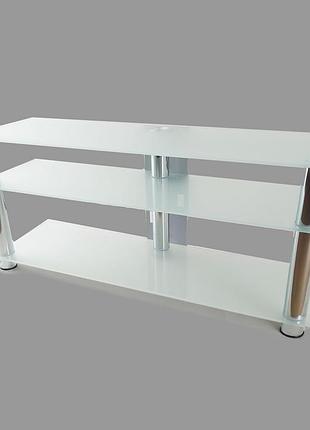 Тумба під tv із скла 1250х350х569 commus аскет mx satin chr біла