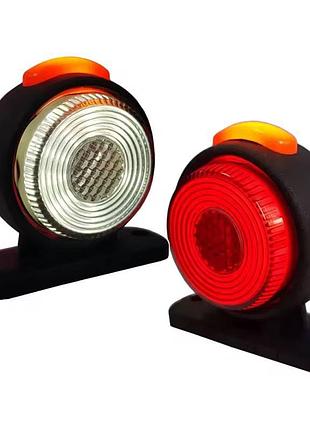 Габаритный фонарь занесения (рожок) красно-белый неоновый 12-24v трехсторонний 58*54 мм (1-шт)