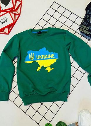 Дитячий світшот для хлопчика в патріотичному стилі, зелений розмір 134 см