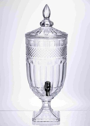Лимонадница topaz crystal 5л с краном hp-19-294 кувшин диспенсер для напитков прозрачный