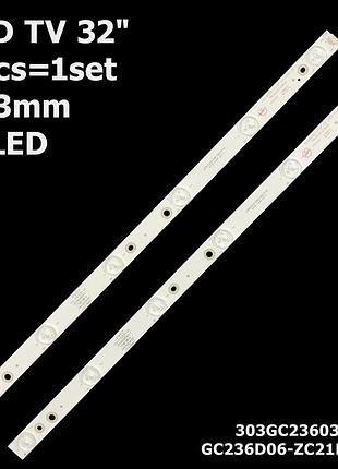 Led підсвітка tv 32" inch 423mm 6-led gc236d06-zc21fg-03 303gc236031 gc236d06-zc14f-03 303gc236041 2шт.