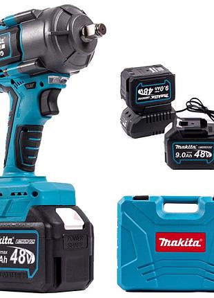 Гайковерт ударный makita (tw1001gz) аккумуляторный бесщеточный 1000hm (48v / 9ah) импакт-ключ макита (+набор инструментов / +2 акб)