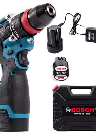 Бесщеточный аккумуляторный шуруповерт bosch gsb169-2 (16,8v 3ah) компактный шуруповерт бош с 2 акб в кейсе
