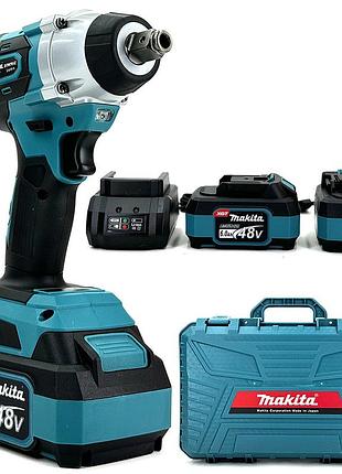 Безщітковий гайковерт makita (dtw701z) акумуляторний (48v / 6ah) потужний ударний гайковерт макіта в кейсі (+2 акб)