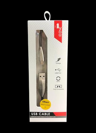 Кабель usb micro usb 4you olbani black (2a, soft silicon) - новинка!