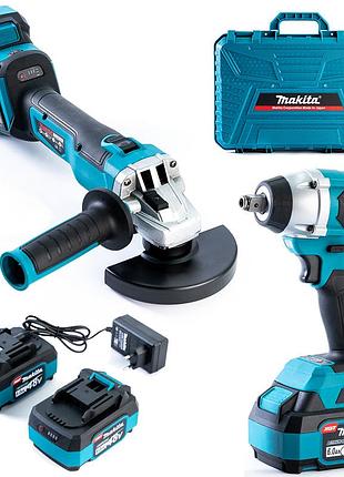 Безщітковий акумуляторний набір makita 2в1 48 v 6 ah (гайковерт dtw385+болгарка dga506zpro) акб набір макіта
