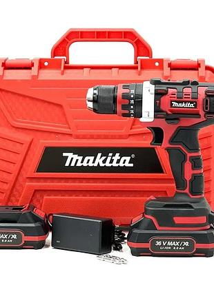 Акумуляторний ударний дриль-шурупокрут makita dhp486 red (36v, 6ah) з металевим патроном 10мм макіта