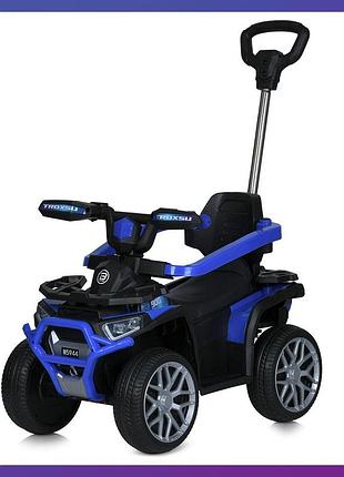 Дитяча електромобіль- каталка толокар 3 в 1 з батьківською ручкою bambi m 5944 синій