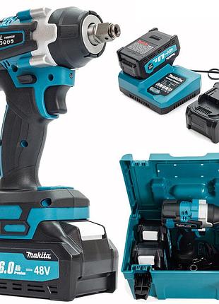 Гайковерт ударный makita (tw005gm) аккумуляторный бесщеточный (48v / 6ah) мощный импакт-ключ макита (+набор насадок / +2 акб)