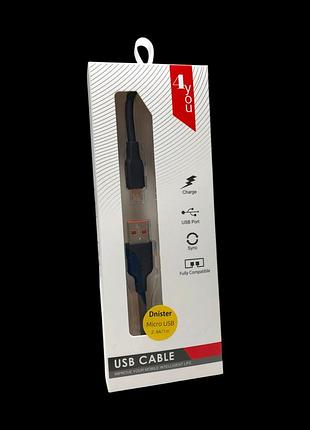 Кабель usb micro usb 4you dnister 2.4a 1м black