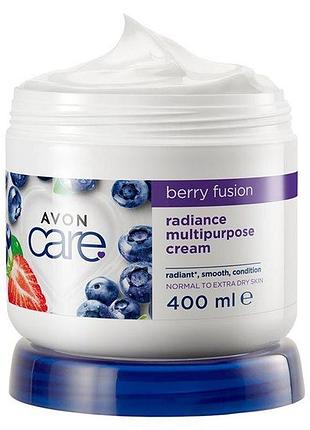 Мультифункциональный крем avon для лица, рук и тела ягодный микс с экстрактом клубники и черники 400 мл
