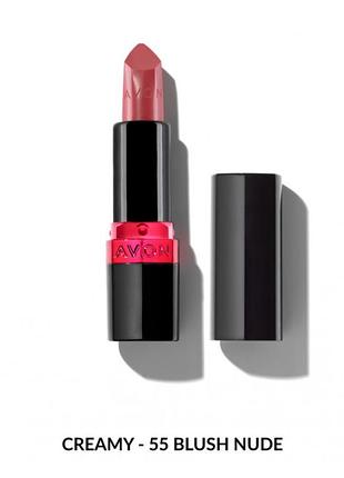 Увлажняющая кремовая губная помада avon "ультра" 55 пудровая мечта (55 blush nude) 3,6г