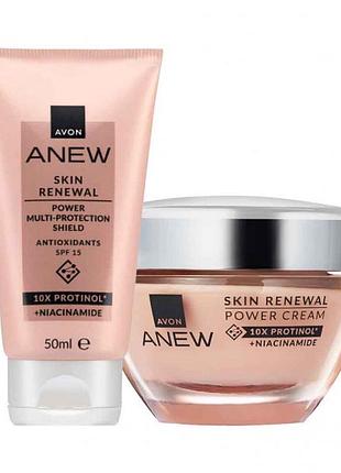 Набор avon anew энергия протенола: дневной крем spf15 + ночной крем для лица и шеи