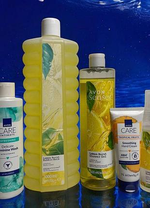 Набор avon senses lemon burst для тела и интимной гигиены (подарочный набор с лимонным ароматом, уход для всей семьи