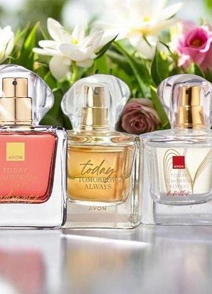 Набор: женский парфюмерный набор avon today + tta radiance + tta amour 3 в 1 по 50 мл