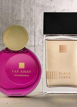 Набір парфумів avon black suede 100 мл + avon far away splendoria 50 мл (для нього і для неї)