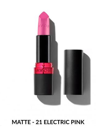 Увлажняющая матовая губная помада avon "ультра" 21 ультрарозовый (21 electric pink) 3,6г