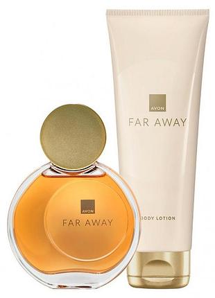 Жіночий парфумований набір 2-в-1 avon far away: аромат far away для неї 50 мл + лосьйон для тіла 125 мл