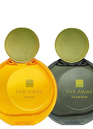 Женский парфюмерный набор avon far away shine + far away glamour 50 мл + 50 мл