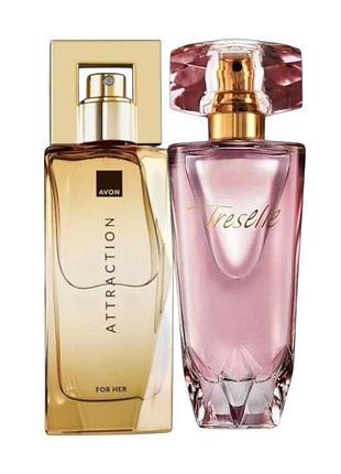 Женский парфюмерный набор avon treselle 50 мл + attraction для нее 50 мл