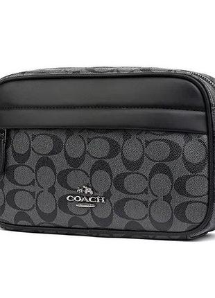Чоловіча шкіряна сумка coach через плече коач