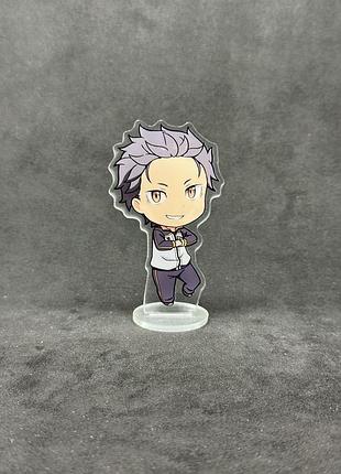Акриловая коллекционная фигурка чиби chibi аниме re:zero. жизнь с нуля в альтернативном мире субару нацуки (subaru natsuki) 10 см
