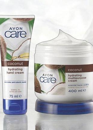 Набір 2 в 1 для рук та тіла з олією кокоса avon care | крем для рук 75 мл мультифункціональний крем 400 мл