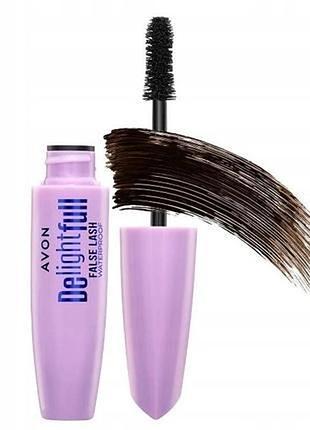 Водостойкая тушь для ресниц avon «восторг. эффект накладных ресниц» delightfull false lash waterproof 10 мл