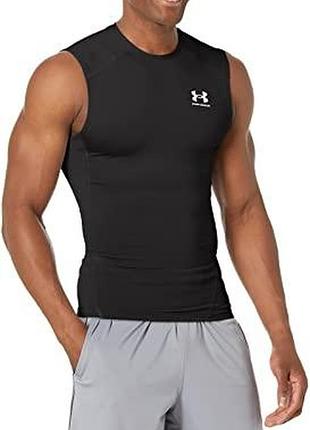 Майка under armour men's heatgear® armour sleeveless shirt компресионная мужская черная оригинал (1361522-001) m