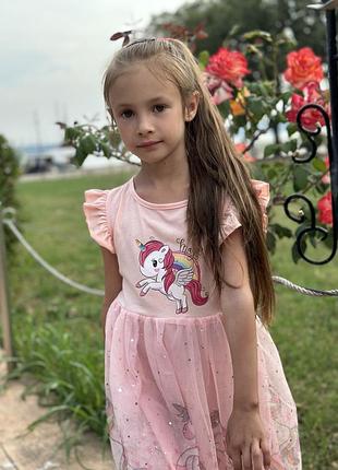 Платье эдинорог розовое 4