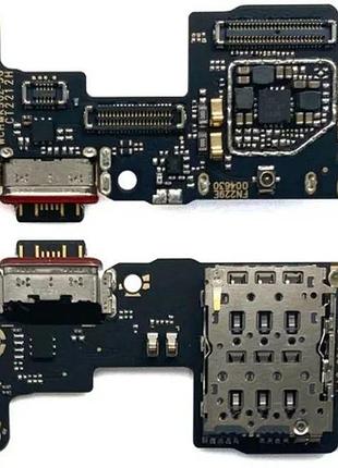 Шлейф xiaomi 12t, 12t pro, конектора зарядки, з компонентами, з sim-конектором, з мікрофоном, (плата зарядки)