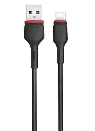 Дата-кабель usb xo nb-p171 2.4a type-c прогумований black