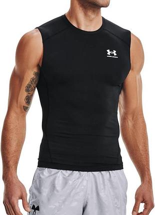 Майка under armour men's heatgear® armour sleeveless shirt компресионная мужская черная оригинал (1361522-001) s