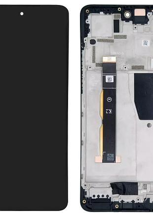 Дисплей motorola xt2347 moto g84 с сенсором и рамкой, черный, оригинал