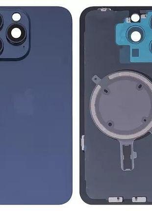 Задня кришка apple iphone 15 pro max, зі склом камери, синій