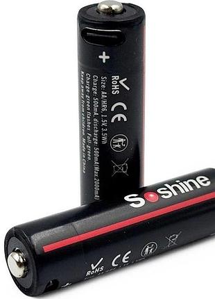 Акумулятор li-ion aa soshine 2160 mah, 1.5v, з typec роз'ємом