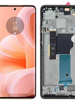 Дисплей motorola xt2307 moto edge 40 neo с сенсором и рамкой, peach fuzz, оригинал